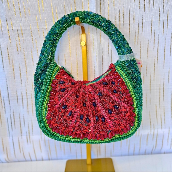 T.J.Maxx Handbags - Beaded Red & Green Watermelon Bag | Hand-Beaded Statement Hobo | NWT
